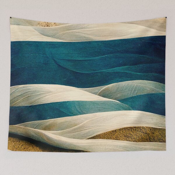 Item preview, Oceanic play of colors – coastal relief in blue & sand designed and sold by sabantha.