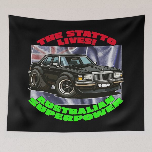 Item preview, The WB Statto Lives – Cartoon Holden Statesman Drag Car – Aussie Superpower Art designed and sold by Michael van der Hoorn.