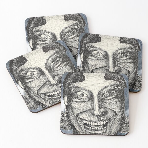 Item preview, L’Homme Sans Âme- Man without A Soul Pen and ink hand drawn Art of a man with Skull in his eyes and a fake smile designed and sold by The Art of Ella Lim.