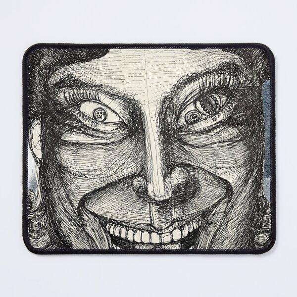 Item preview, L’Homme Sans Âme- Man without A Soul Pen and ink hand drawn Art of a man with Skull in his eyes and a fake smile designed and sold by The Art of Ella Lim.