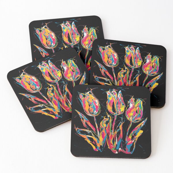 Aperçu de l'œuvre Tulipes colorées dans un style abstrait créée et vendue par wzetart.