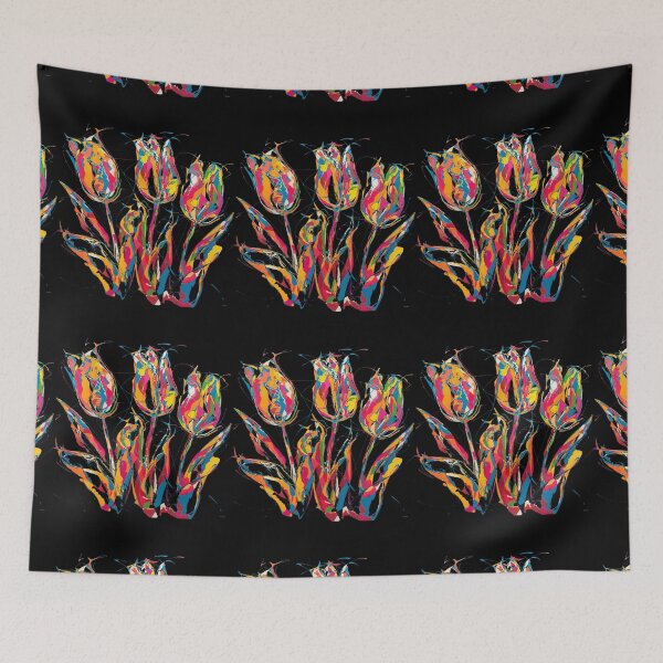 Aperçu de l'œuvre Tulipes colorées dans un style abstrait créée et vendue par wzetart.