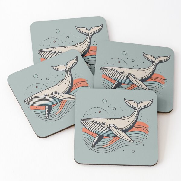 Item preview, Vintage Retro Whale Ocean Art – Minimalist Marine Life Illustration designed and sold by gkhanco.
