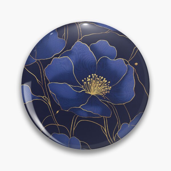 Item preview, elegant midnight blue flowers designed and sold by PoppyLaneStudio.