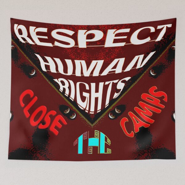 Item preview, V - RESPECT HUMAN RIGHTS CLOSE THE CAMPS designed and sold by Ralek.