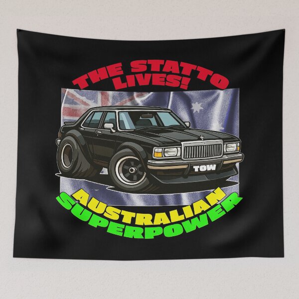 Item preview, The WB Statto Lives – Cartoon Holden Statesman Drag Car – Aussie Superpower Art designed and sold by Michael van der Hoorn.