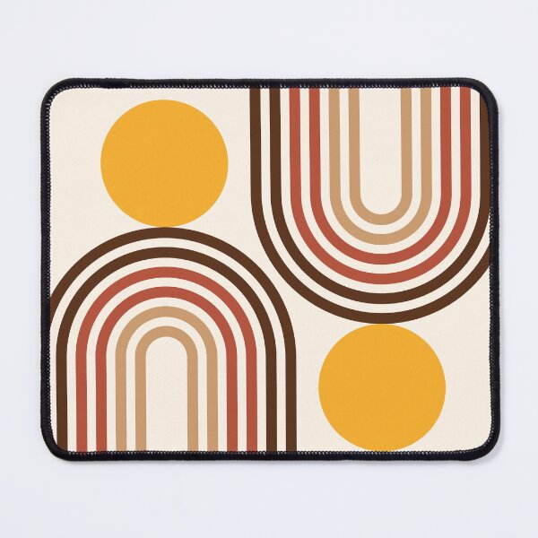 Item preview, Mid Century Modern Geometric 454 in contemporary pastel brown gold (Rainbow and Sun Abstraction) designed and sold by nineFlorals.