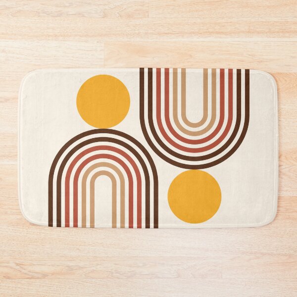 Item preview, Mid Century Modern Geometric 454 in contemporary pastel brown gold (Rainbow and Sun Abstraction) designed and sold by nineFlorals.