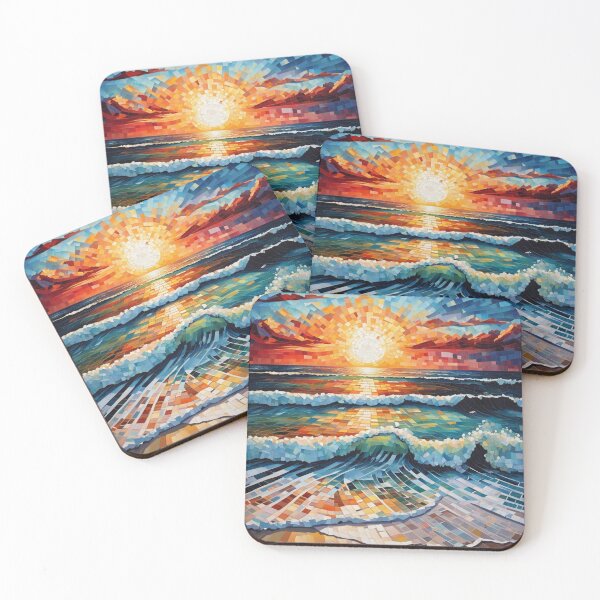 Artikelvorschau, Abstrakte Mosaik-Strandkunst bei Sonnenuntergang entworfen und verkauft von JackFreestone.
