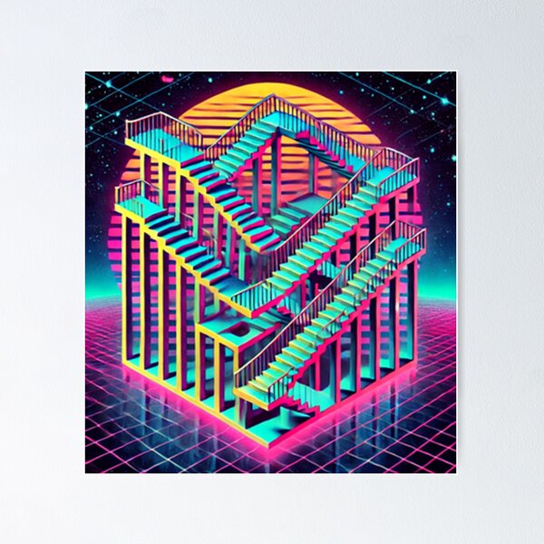Item preview, Retro Illusions: An 80s Escher Tribute designed and sold by annenambiro.