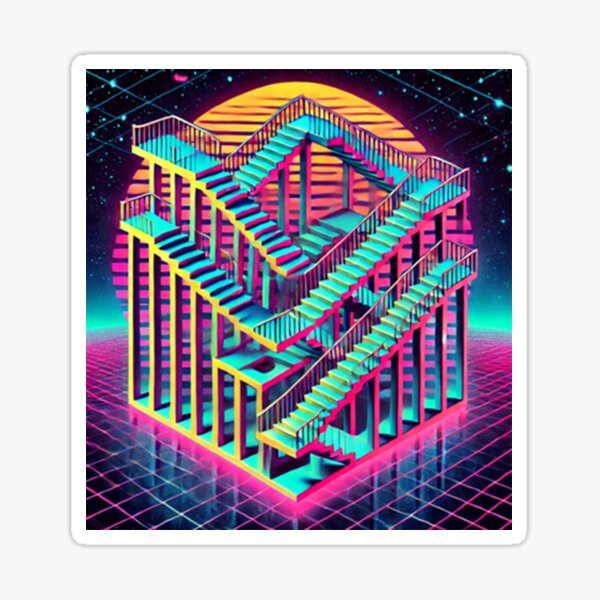 Vista previa del artículo con la obra «Ilusiones retro: un homenaje a Escher de los años 80», diseñado y vendido por annenambiro.