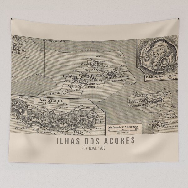 Item preview, Azores around 1908: Travel poster, based on original island map, São Miguel, Portugal, born in the Azores, roots in the Azores designed and sold by RetroTraveller.