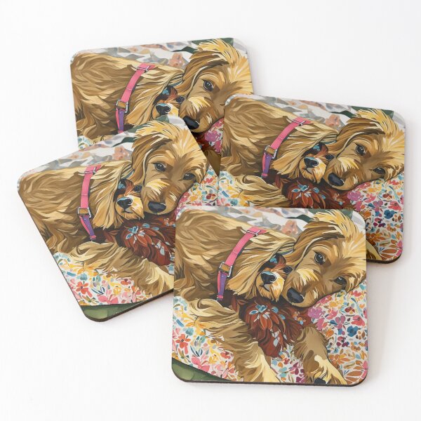 Item preview, Golden Retrievers snuggled in a floral blanket designed and sold by PopCultureArtShop.