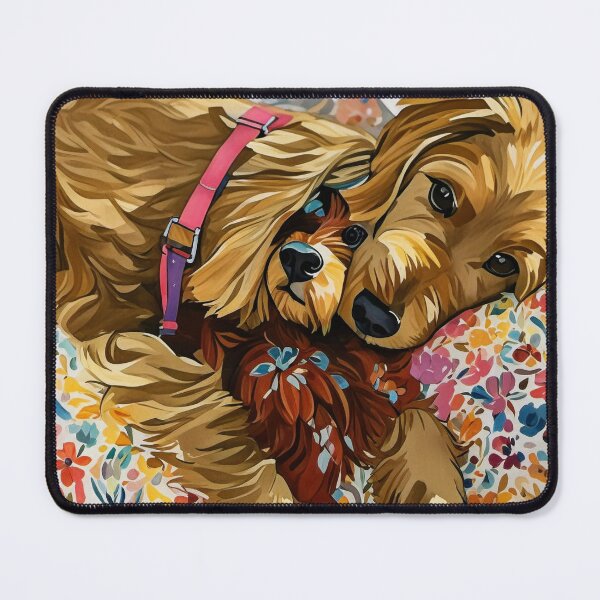 Item preview, Golden Retrievers snuggled in a floral blanket designed and sold by PopCultureArtShop.