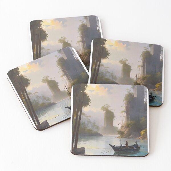 Item preview, A a river with a floating boat. designed and sold by Artolex.