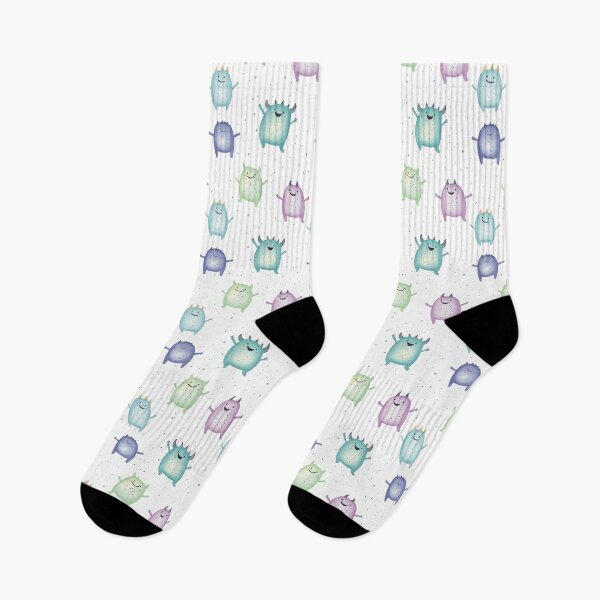 Item preview, happy monsters on white background designed and sold by PoppyLaneStudio.