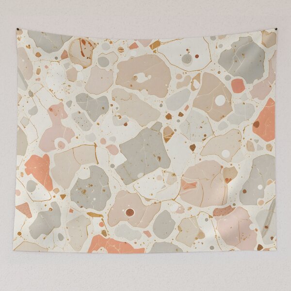 Item preview, Blush & Earthy Terrazzo, Scandinavian Style Boho Decor, Minimalist Organic Shapes, Warm Pastel Aesthetics designed and sold by Kintsugi99.