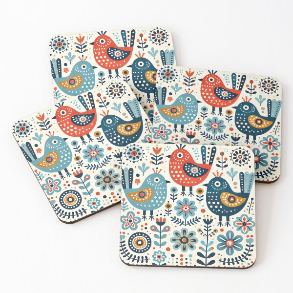 Item preview, Scandinavian Folk Art Three Birds – Harmony, Nature, Nordic Symbolism by heidiannemorris designed and sold by FOLK ART FUSION.