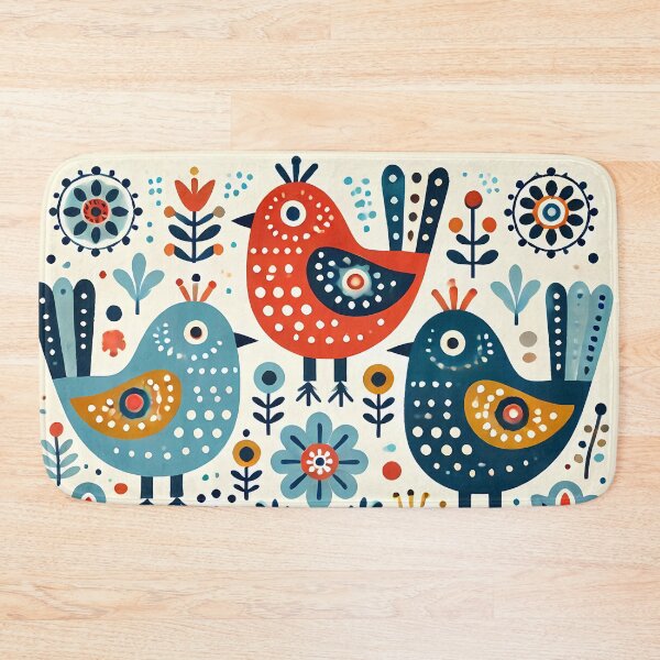 Item preview, Scandinavian Folk Art Three Birds – Harmony, Nature, Nordic Symbolism by heidiannemorris designed and sold by FOLK ART FUSION.