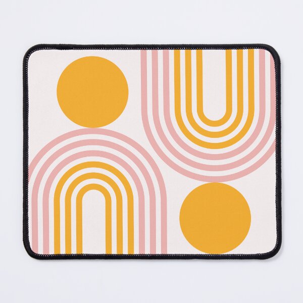 Item preview, Mid Century Modern Geometric 456 in mustard yellow and pale pink (Rainbow and Sun Abstraction) designed and sold by nineFlorals.
