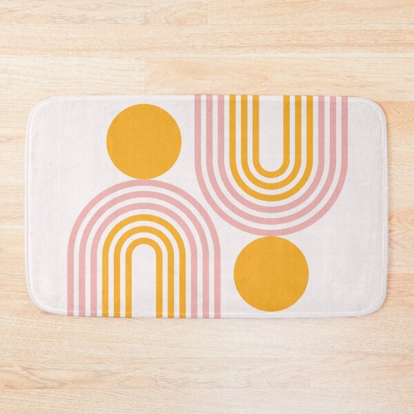 Item preview, Mid Century Modern Geometric 456 in mustard yellow and pale pink (Rainbow and Sun Abstraction) designed and sold by nineFlorals.