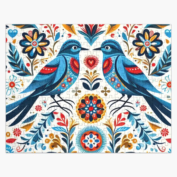 Artikel-Vorschau von Skandinavische Volkskunst Zwei Liebesvögel von heidiannemorris, designt und verkauft von FOLK ART FUSION by heidiannemorris.