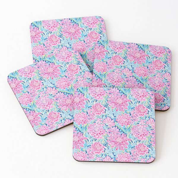 Item preview, colourful pink and blue flowers designed and sold by PoppyLaneStudio.