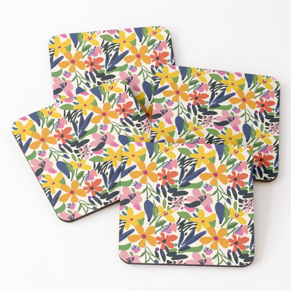 Item preview, modern abstract florals in retro colours designed and sold by PoppyLaneStudio.