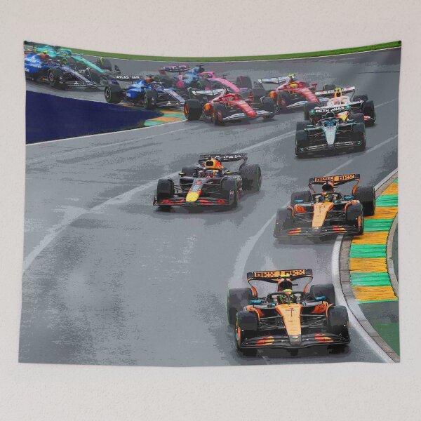 Item preview, First corner of the 2025 season at the Australian Grand Prix at Albert Park abstract designed and sold by Rodissimus1984.