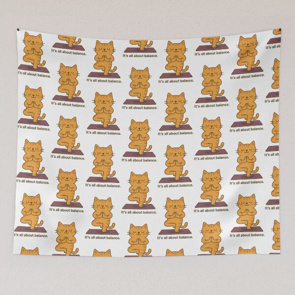 Item preview, Relaxed Cat Happy Yogi - Inspired Illustration “It’s all about balance!” designed and sold by yogisheaven.