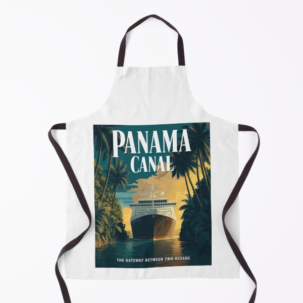 Item preview, Panama Canal Retro Vintage Travel Poster – Tropical Cruise Ship Art, Maritime Travel Illustration designed and sold by pod24.