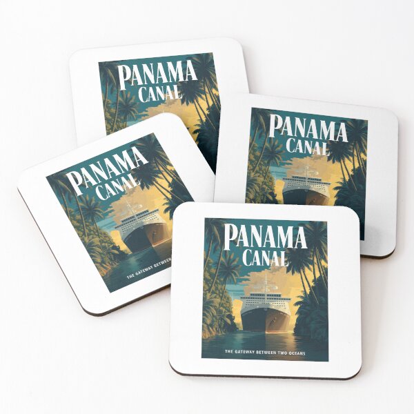 Item preview, Panama Canal Retro Vintage Travel Poster – Tropical Cruise Ship Art, Maritime Travel Illustration designed and sold by pod24.
