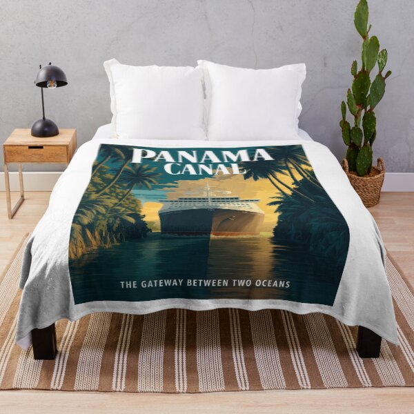 Item preview, Panama Canal Retro Vintage Travel Poster – Tropical Cruise Ship Art, Maritime Travel Illustration designed and sold by pod24.