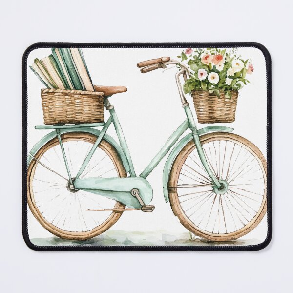Item preview, Watercolor Pastel Bicycle with Flowers – Vintage Bike Illustration designed and sold by Moss and Moon Studio.