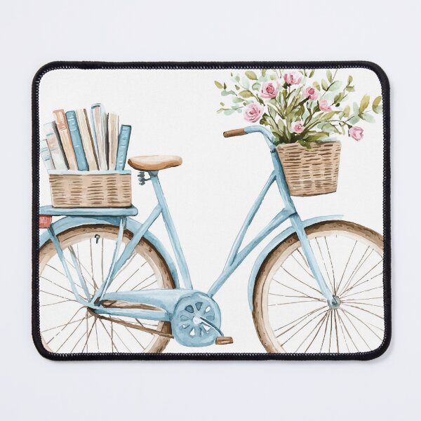 Item preview, Watercolor Pastel Bicycle with Flowers – Vintage Bike Illustration designed and sold by Moss and Moon Studio.