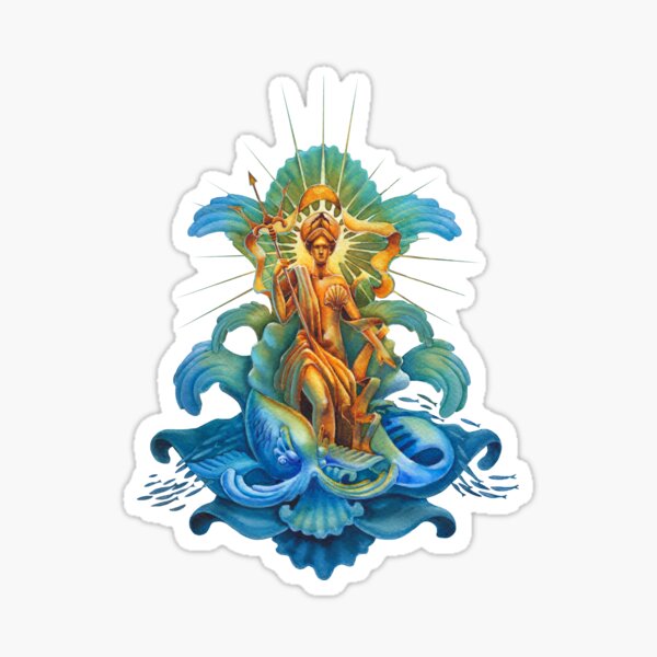 Artikel-Vorschau von Amphitrite, Göttin der Tiefe – Mythische Aquarellillustration, designt und verkauft von Ekaterina Glazkova.
