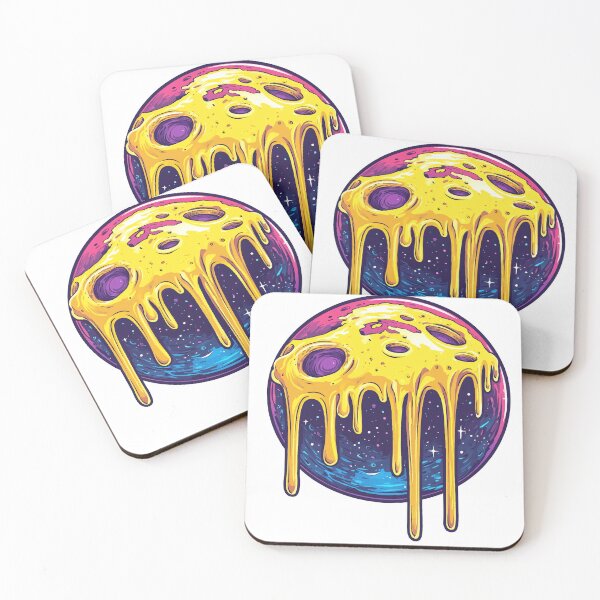 Item preview, Melting Cosmic Cheese Planet – Dripping Neon Space Art designed and sold by Moss and Moon Studio.