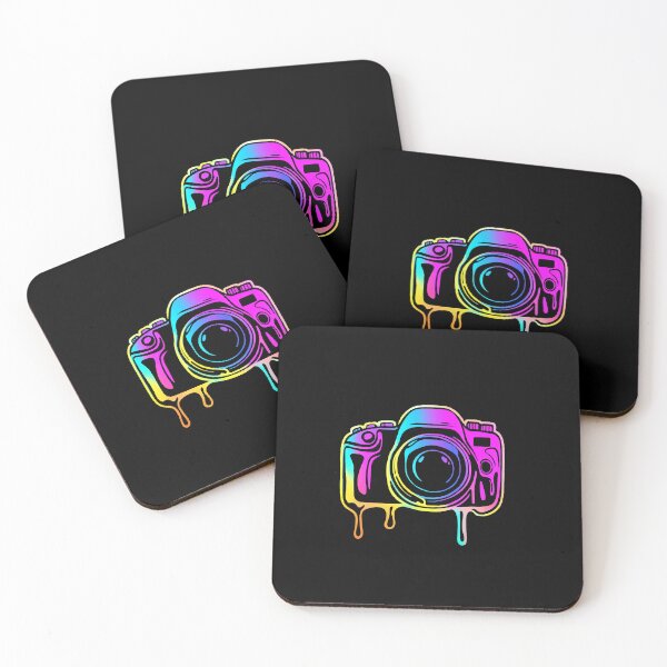 Item preview, Neon Rainbow Dripping Camera – Artistic Photography Logo designed and sold by Moss and Moon Studio.