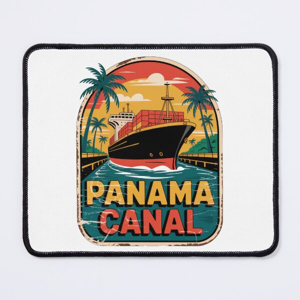 Item preview, Panama Canal Sticker – Retro Cargo Ship & Tropical Vintage Design designed and sold by pod24.