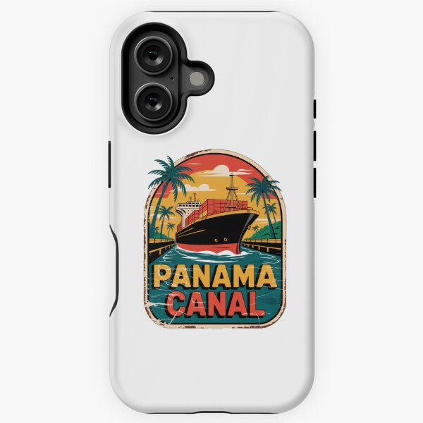 Item preview, Panama Canal Sticker – Retro Cargo Ship & Tropical Vintage Design designed and sold by pod24.