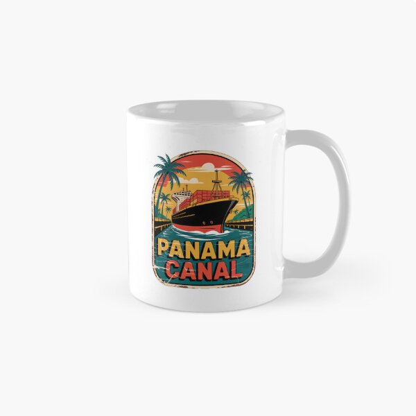 Item preview, Panama Canal Sticker – Retro Cargo Ship & Tropical Vintage Design designed and sold by pod24.