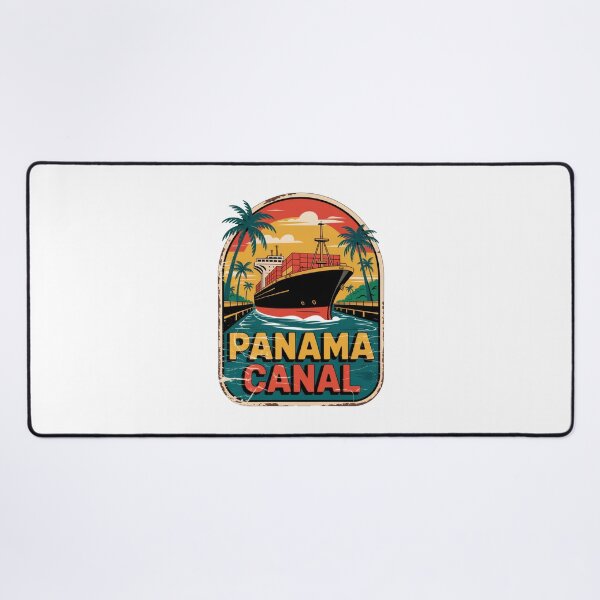 Item preview, Panama Canal Sticker – Retro Cargo Ship & Tropical Vintage Design designed and sold by pod24.