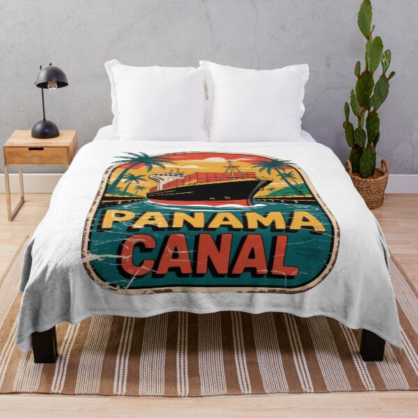 Item preview, Panama Canal Sticker – Retro Cargo Ship & Tropical Vintage Design designed and sold by pod24.