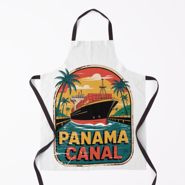 Item preview, Panama Canal Sticker – Retro Cargo Ship & Tropical Vintage Design designed and sold by pod24.