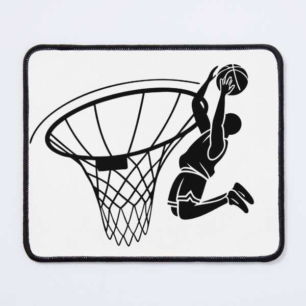 Item preview, A sleek black silhouette vector icon of a basketball player mid-dunk designed and sold by DukeTheMagic.