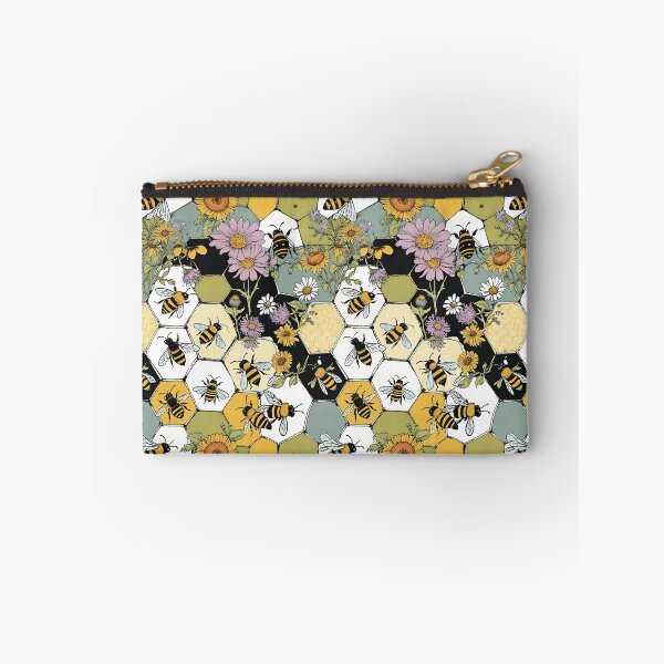 Item preview, Busy Bumble Bees In A Floral Honeycomb Pattern designed and sold by CarrollGene.