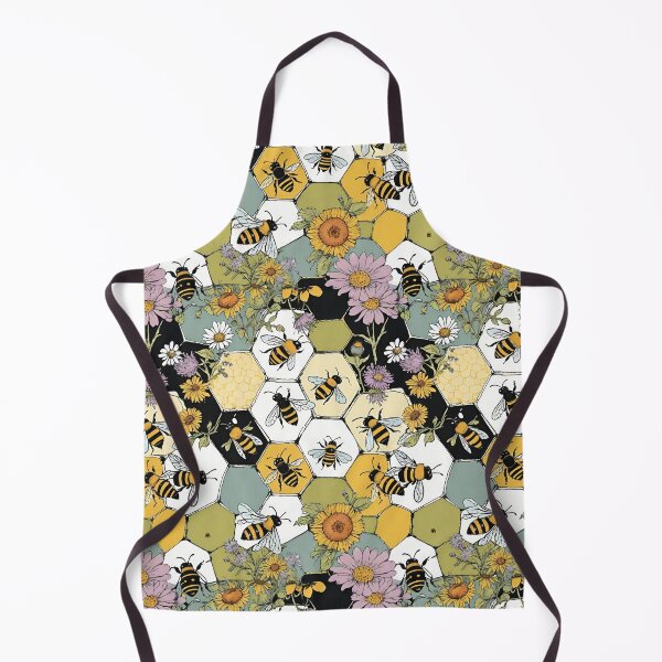 Item preview, Busy Bumble Bees In A Floral Honeycomb Pattern designed and sold by CarrollGene.