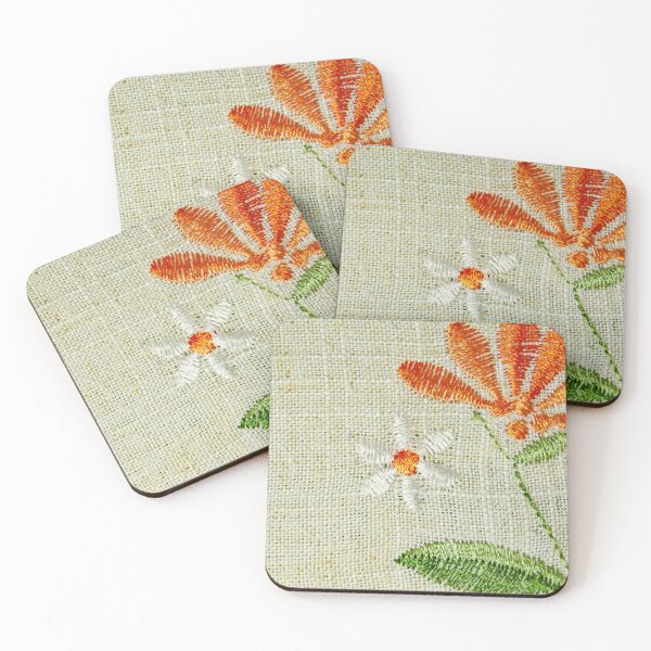 Item preview, Embroidered fabric with flower designed and sold by manoloshoping.