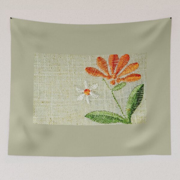 Item preview, Embroidered fabric with flower designed and sold by manoloshoping.
