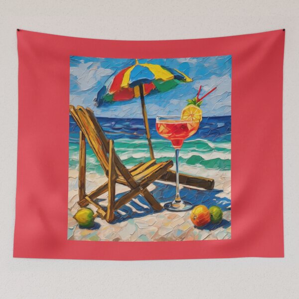 Item preview,  "Tropical Serenity: Colorful Cocktail by the Sea" designed and sold by Artisticanvas.